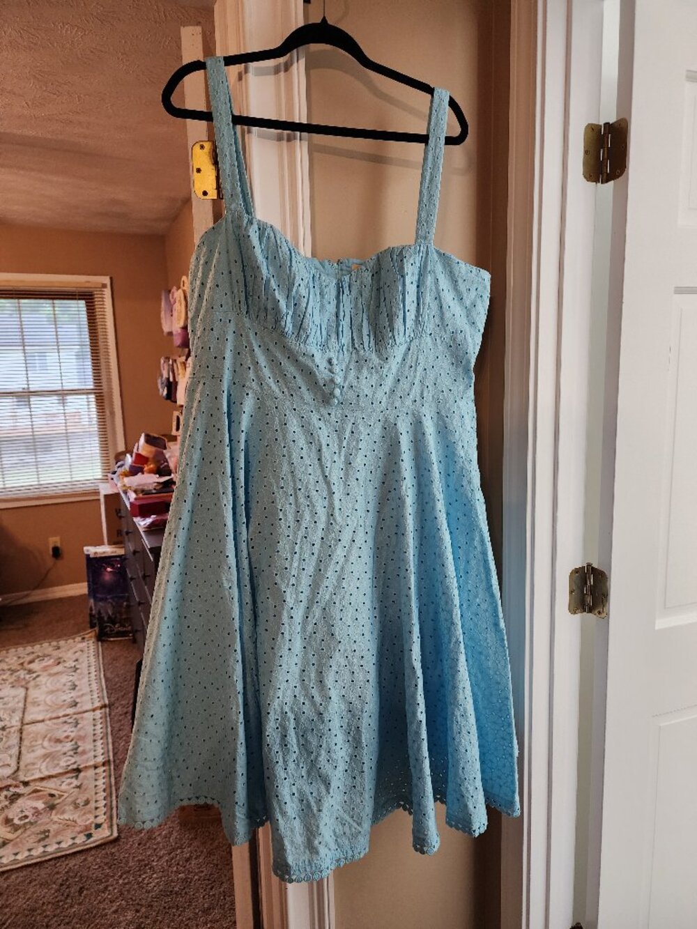 Light Blue Eyelet Sundress with Adjustable Straps